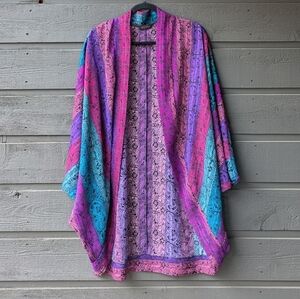VTG 80s Kama Sutra Lotus Wear Boho Oversized Kimono Cocoon Wrap Size Small